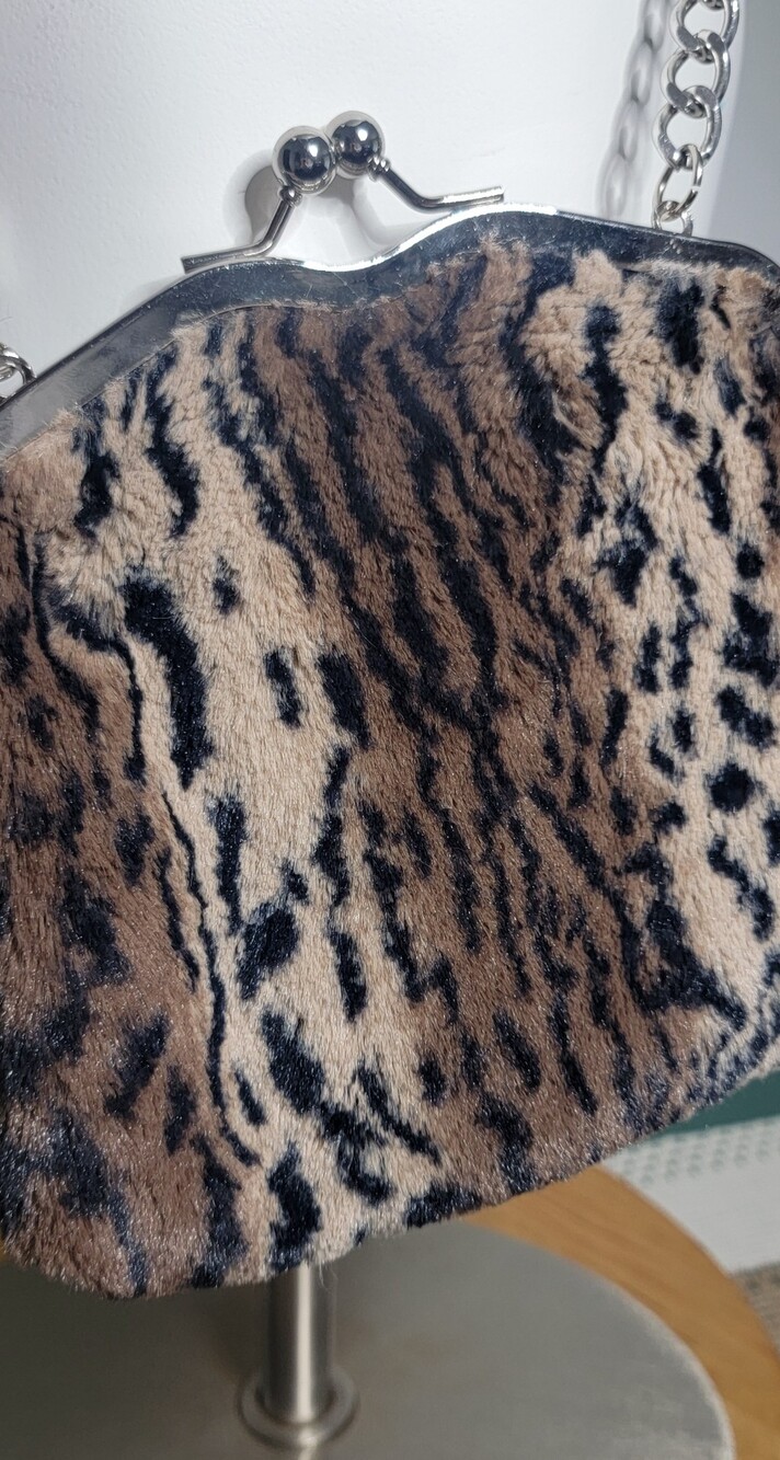 Apt. 9 Faux Fur Leopard-Print Chain Clutch in Brown and Black